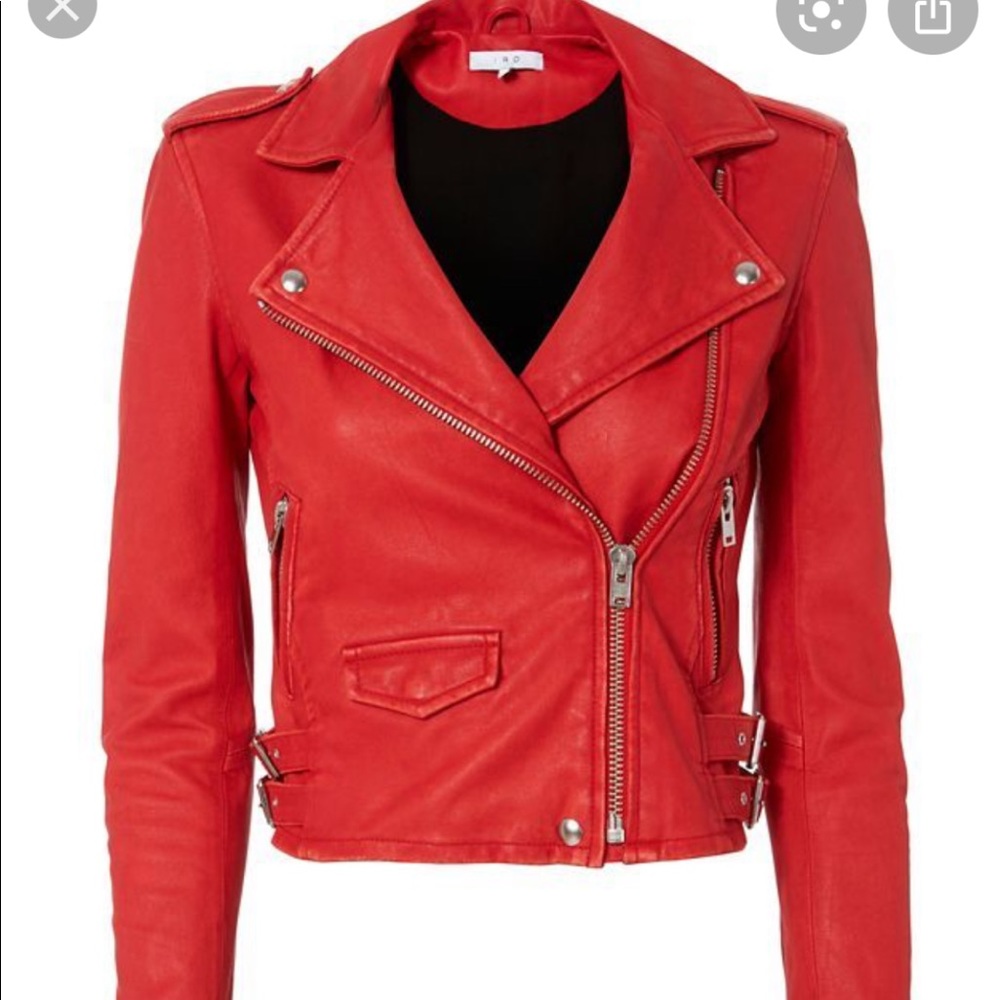Iro ashville red leather jacket size 38 (medium)